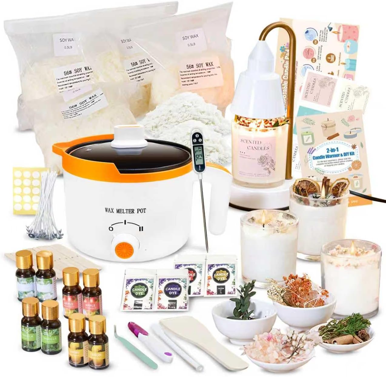 Candle Making Kit with Warmer Lamp & Wax Melter, Complete DIY Candle Making Kit for Adults & Beginners, Craft Your Signature Scent Style with All-In-One Supplies, Ideal for Home Relaxation, Gifting