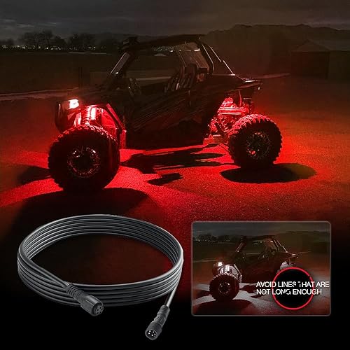 Miniatura 8 de MICTUNING Cable de extensión de 5 pines de 10 pies para C1 C2 Q1 RGBW Series LED Rock Lights V1 Wheel Ring Lights (2 unidades)