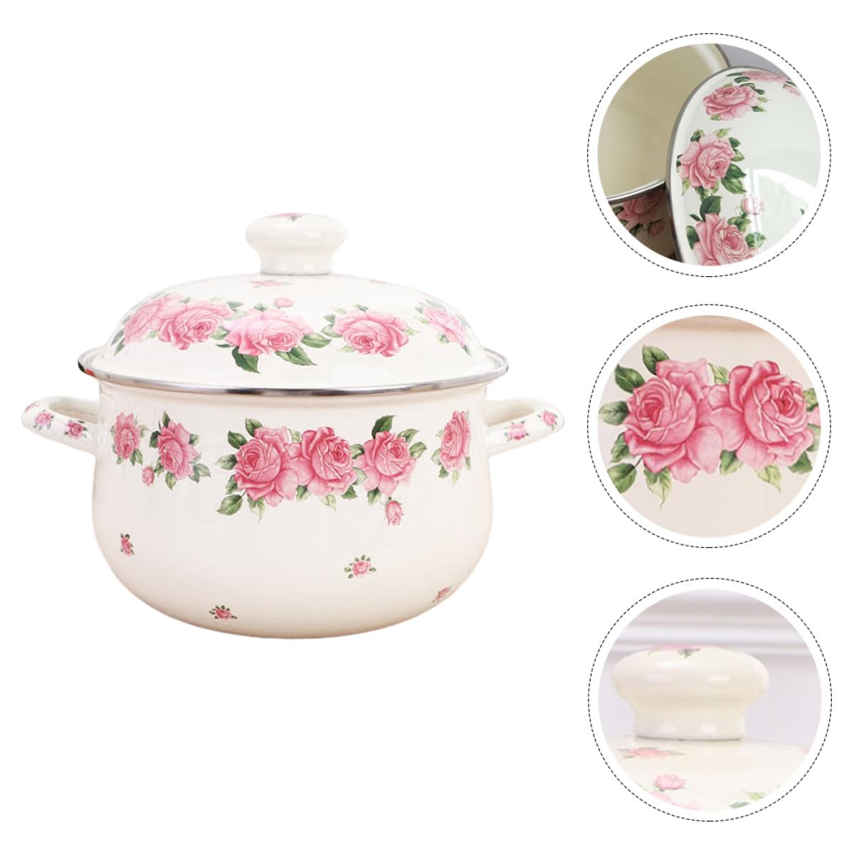 DOITOOL Olla de Esmalte Desconocido para Sopa Tapa, 2,3l, Menaje de Cocina Hogar Diseño Fácil de Limpiar y Asas Prácticas