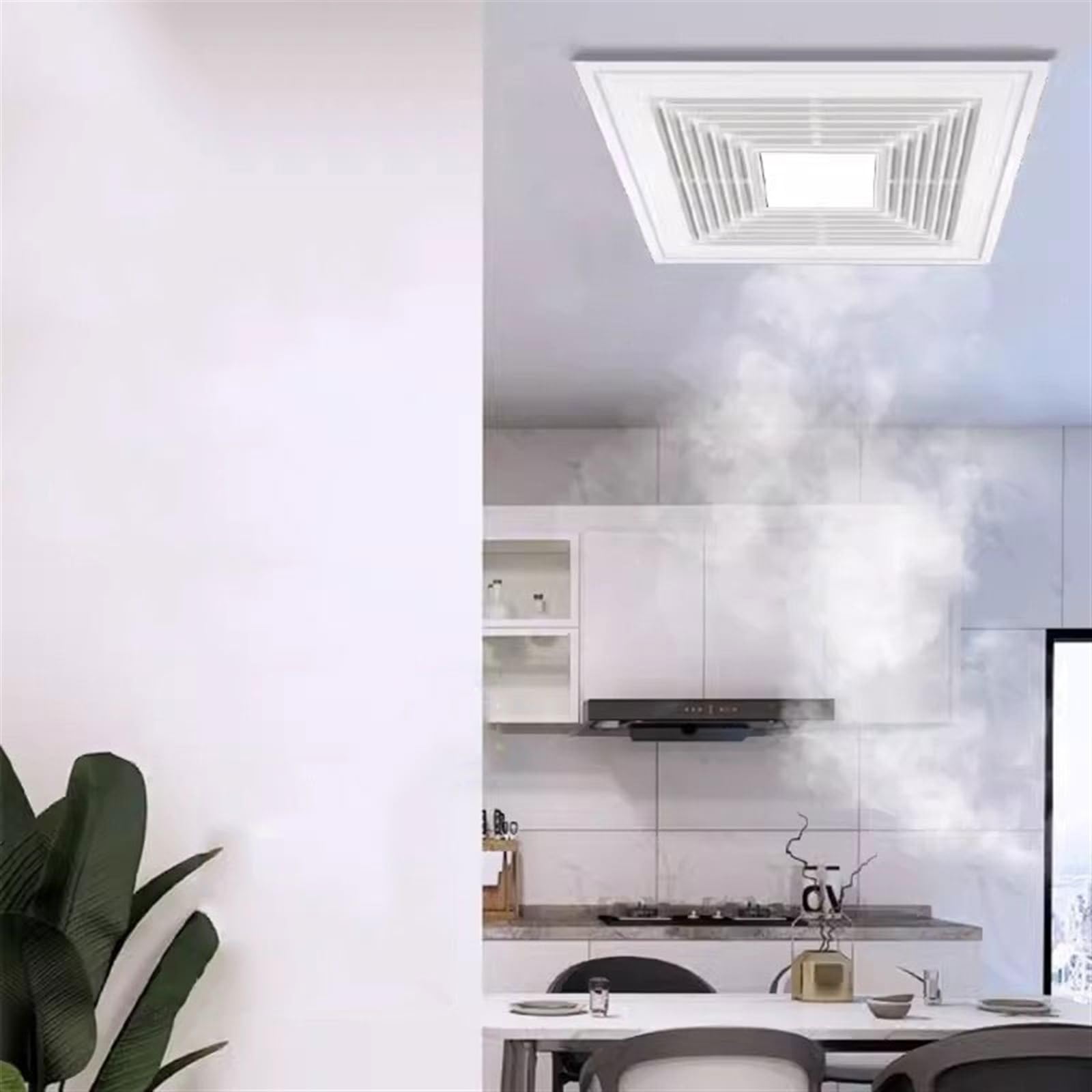 Extractor de Aire Silencioso Extractor de grasa for cocina, ventilador escape potente 60W for baño, silencioso techo integrado, 30x30cm