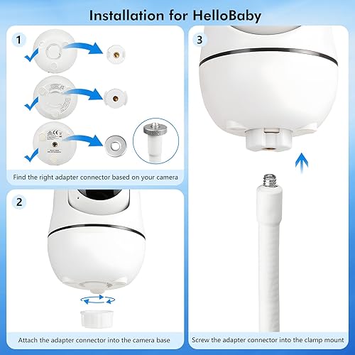 Miniatura 7 de Soporte para monitor de bebé compatible con HelloBaby HB65HB40HB6550HB66HB6339HB6550 Pro, ANMEATE SM935E, soporte flexible para cámara de bebé,