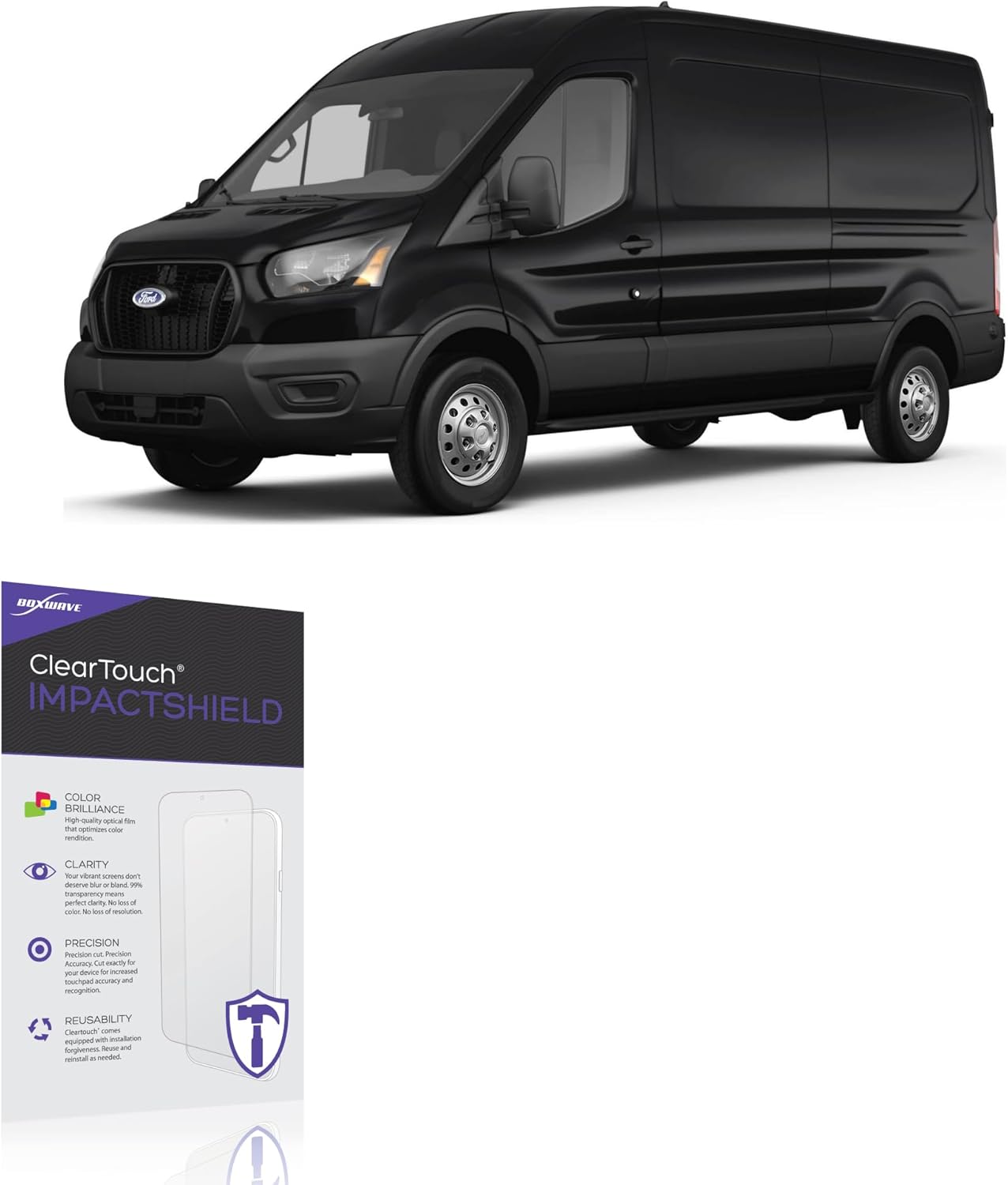 BoxWave Screen Protector Compatible With Ford 2025 Transit Infotainment Display (12 in) - ClearTouch ImpactShield (2-Pack), Impenetrable Screen Protector Flexible Film