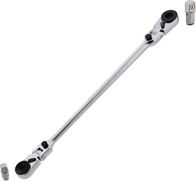 VIM Tools Hex Reversible Bit Ratchet - 1/4in and 10mm Two-Sided Low Profile Ratchet and 1/4in and 3/8in Square Drive