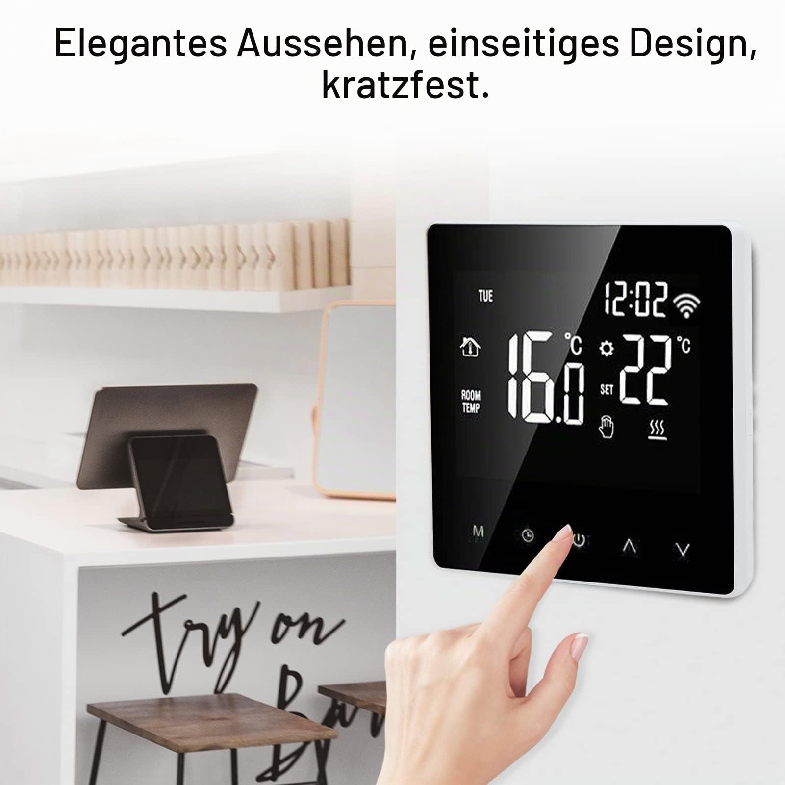 ME81H AC230V 50/60Hz Smart Thermostat 5~90℃ WIFI Intelligentes Thermostat LCD Touchscreen Wasser Fußbodenheizung Thermostat für Tuya(Weißer Hintergrund Weißer Knopf 16A)