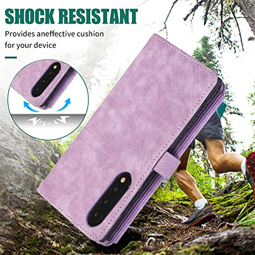 Coque Samsung Z Fold 3 antichoc avec fermeture Éclair et range-carte rouge