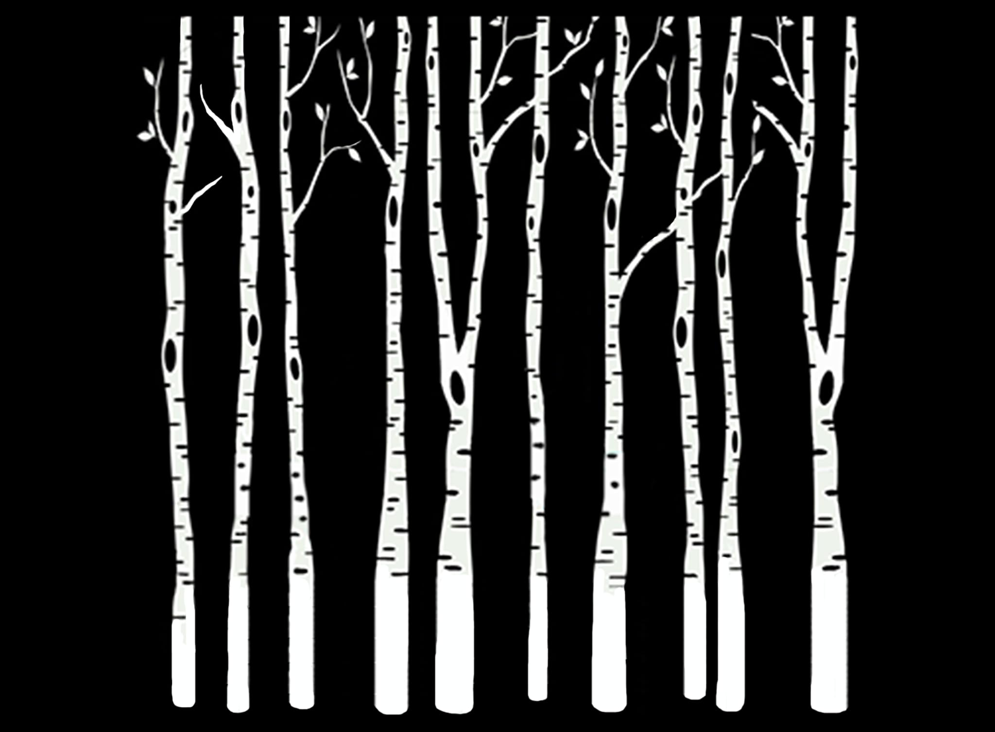 Birch Trees 2 Pcs 4 Inch White Fused Glass Decals