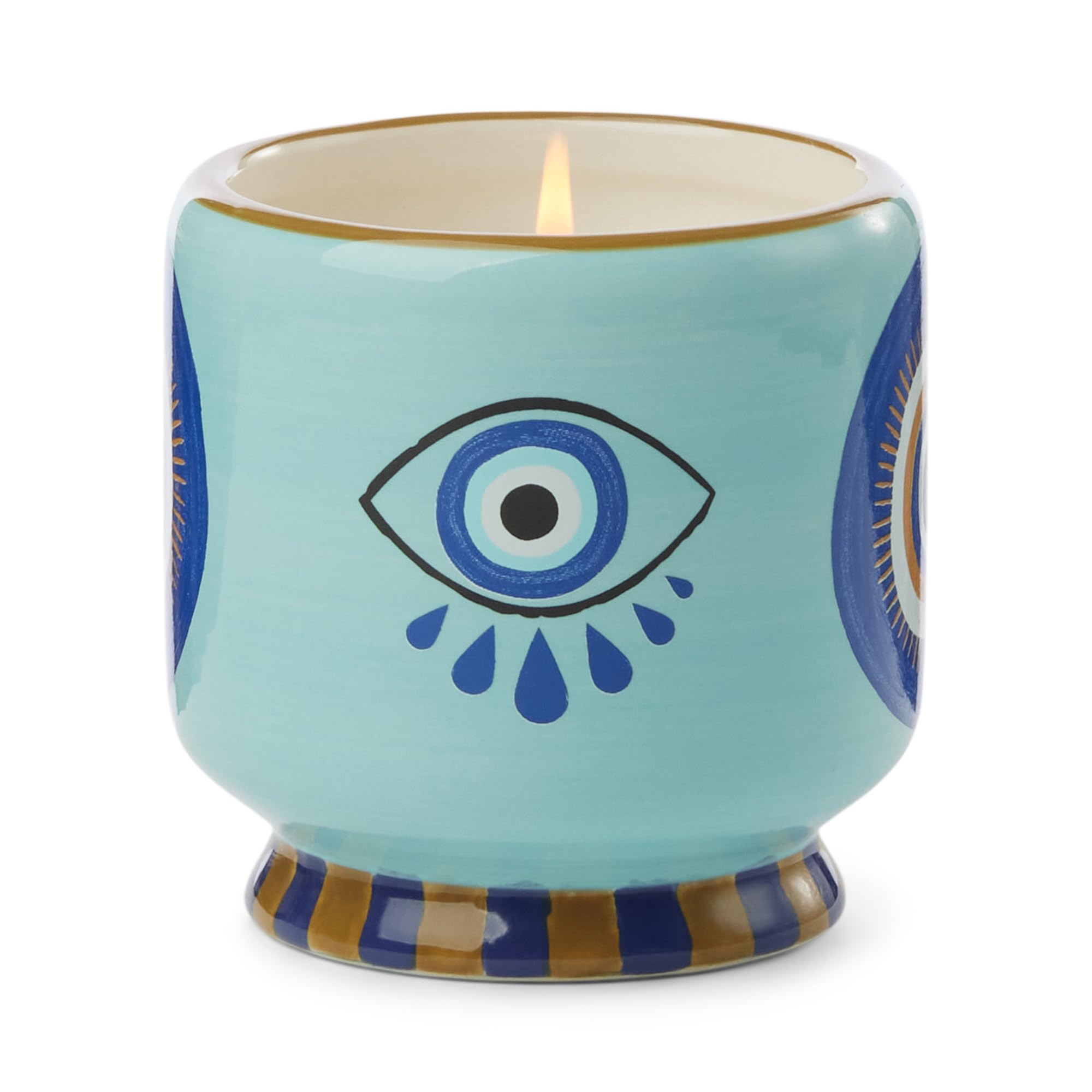 Paddywax Bougie parfumée Dopo en céramique peinte à la main - 226 g - Œil - Encens et fumée