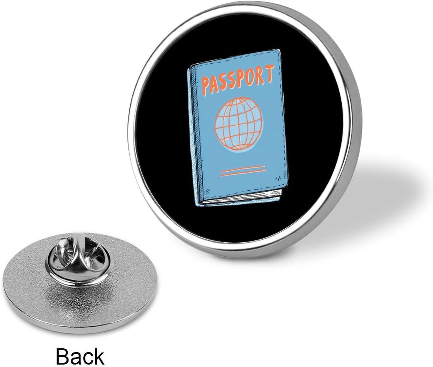 Passport Travel Identity Round Brooch Pins Metal Badge Lapel Pin Button image 3