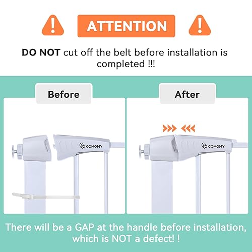 Miniatura 6 de COMOMY Puerta de bebé con cierre automático con puerta para gatos, puerta extra ancha para perros de 29.5 a 40.5 pulgadas para puertas de casa