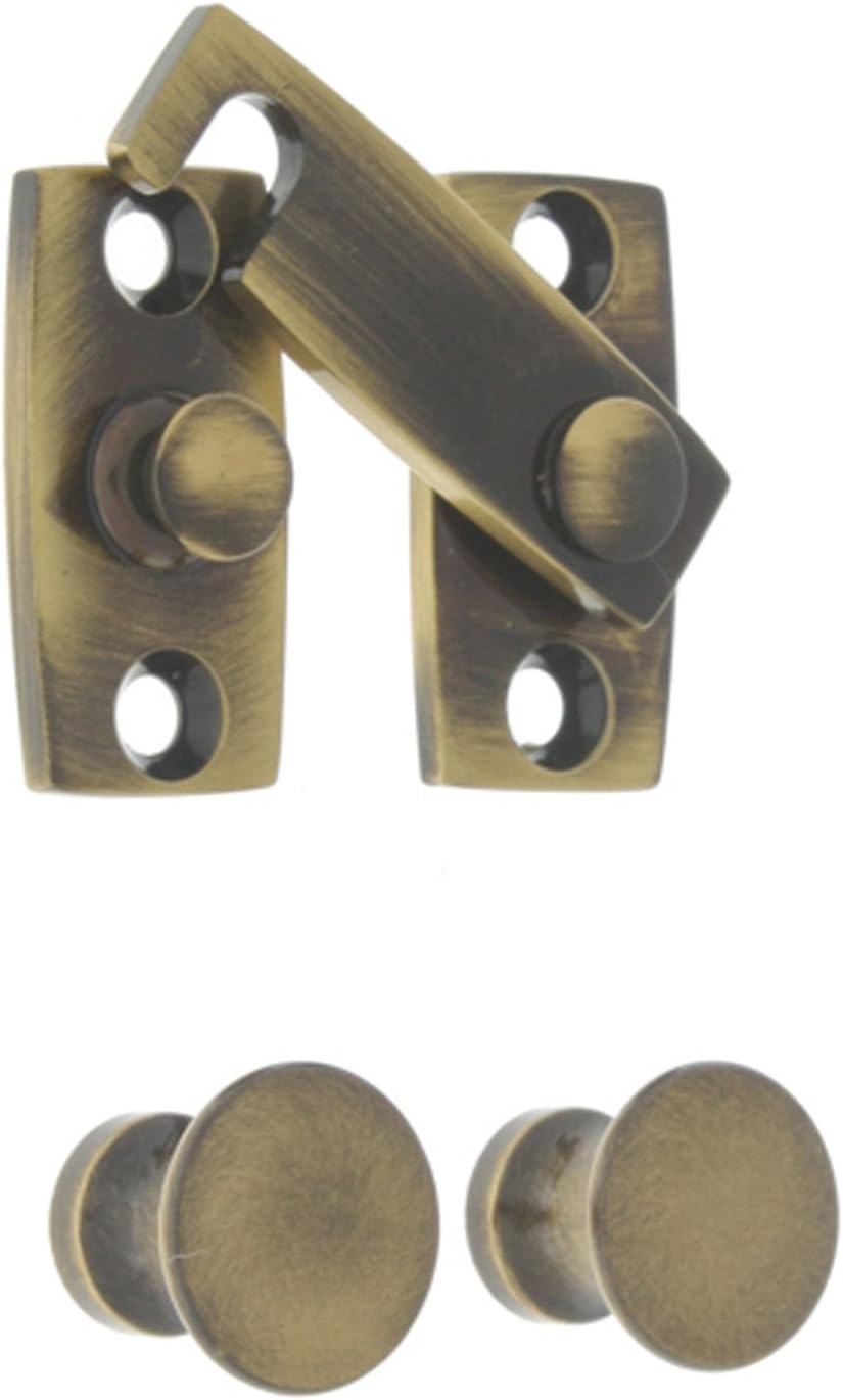 idh by St. Simons 21021-005 Professional Grade Quality Genuine Solid Brass Shutter bar Kit, Antique Brass