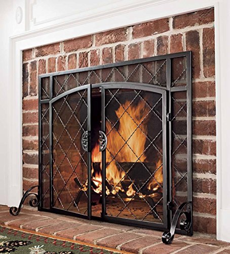Plow & Hearth Metal Fireplace Screen Celtic Knot Pewter | 38" W X 31" H | Flatguard | Spark Guard Indoor Grate | Iron Fire Place Cover | Wood Burning Stove Decorative Accessories #TOP3