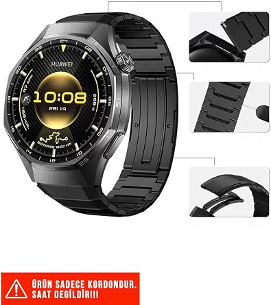 Huawei Watch Ultimate/GT3 SE/GT3 Elite/GT Sport 46mm/GT Runner ile Uyumlu Titanyum Kordon, 22mm, Siyah