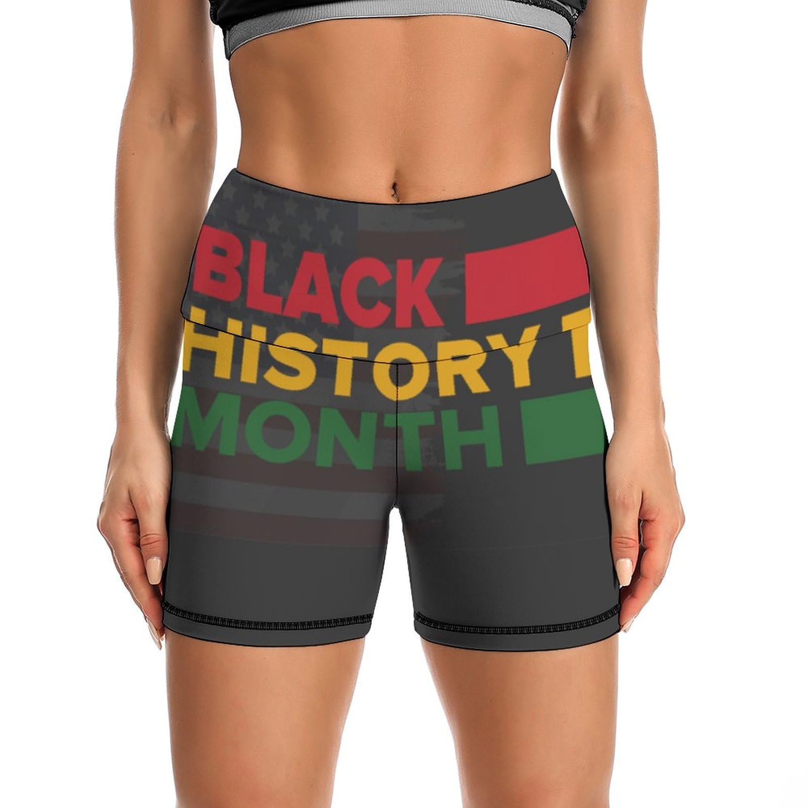 JYYAU Black History Month 2023 High Waist Yoga Shorts for Women Athletic Shorts Leggings Running Pants