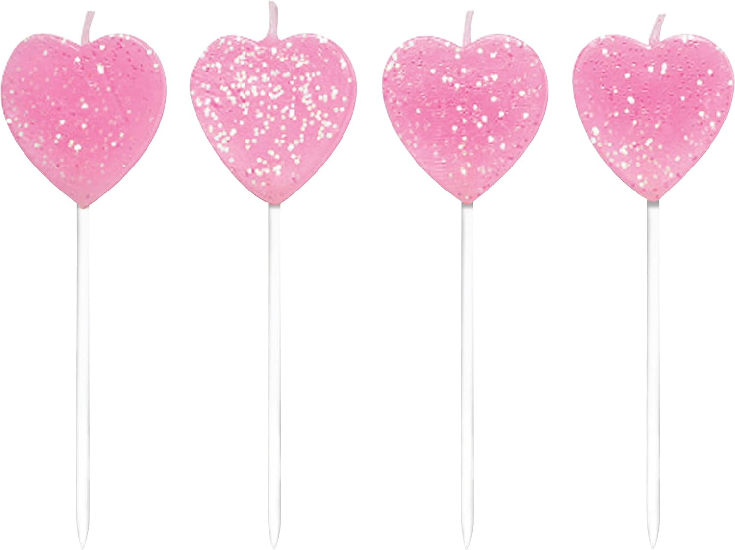 Creative Converting Pick Sets with Glitter Cake Candle, 3", Pink