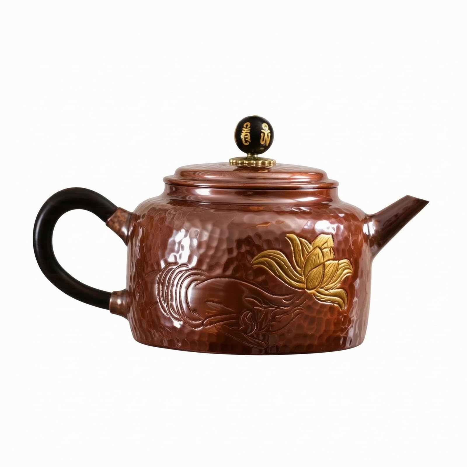 Théière En Cuivre 200 Ml Théière Ciselée à Décor Floral Portable pr Pauses Lecture Tranquille