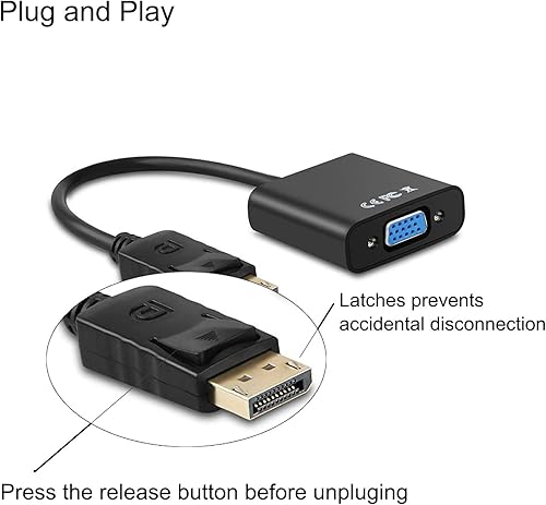 Miniatura 6 de Ankey - Adaptador de puerto de pantalla a VGA, 4 unidades, chapado en oro, convertidor DisplayPort a VGA (macho a hembra) para ordenador,