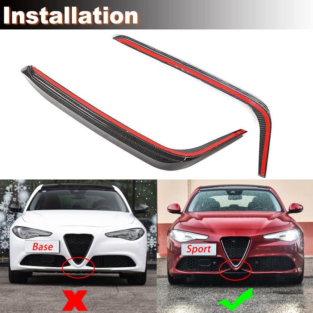 MCARCAR KIT Real Carbon Fiber Fog Light Cover Splitter Canard for Alfa Romeo Giulia Sport 2015-2021 Front Bumper Front Headlight Covers Eyelids Eyebrows (Carbon Fiber)