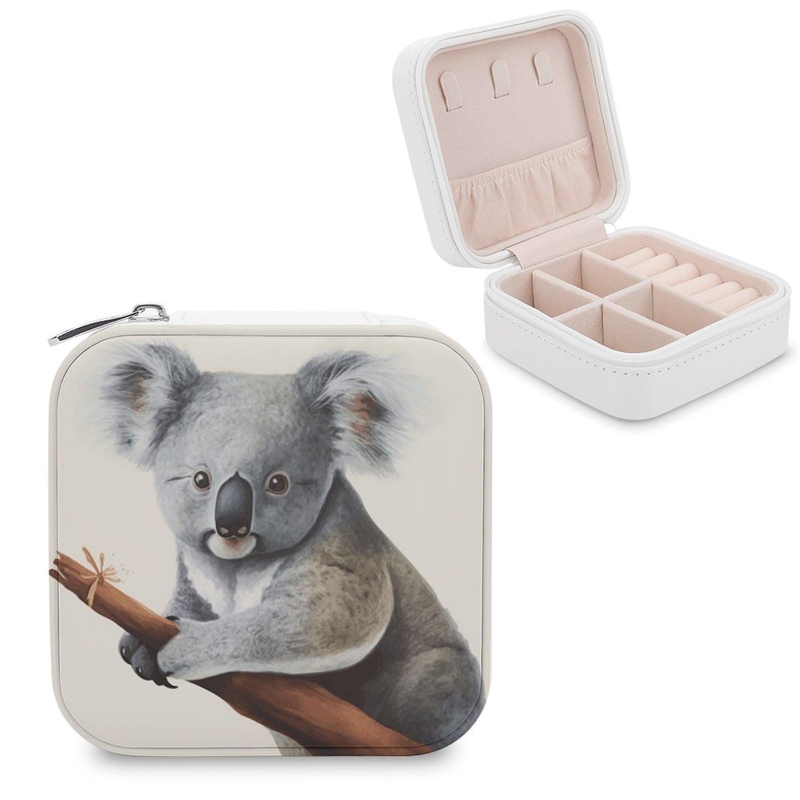 VstaDank Koala And Butterfly Jewelry Box Exquisite Leather Jewelry Organizer Portable Trinket Organizer Fashion Travel Jewelry Case for Rings Earrings Necklaces Unique Gifts for Women