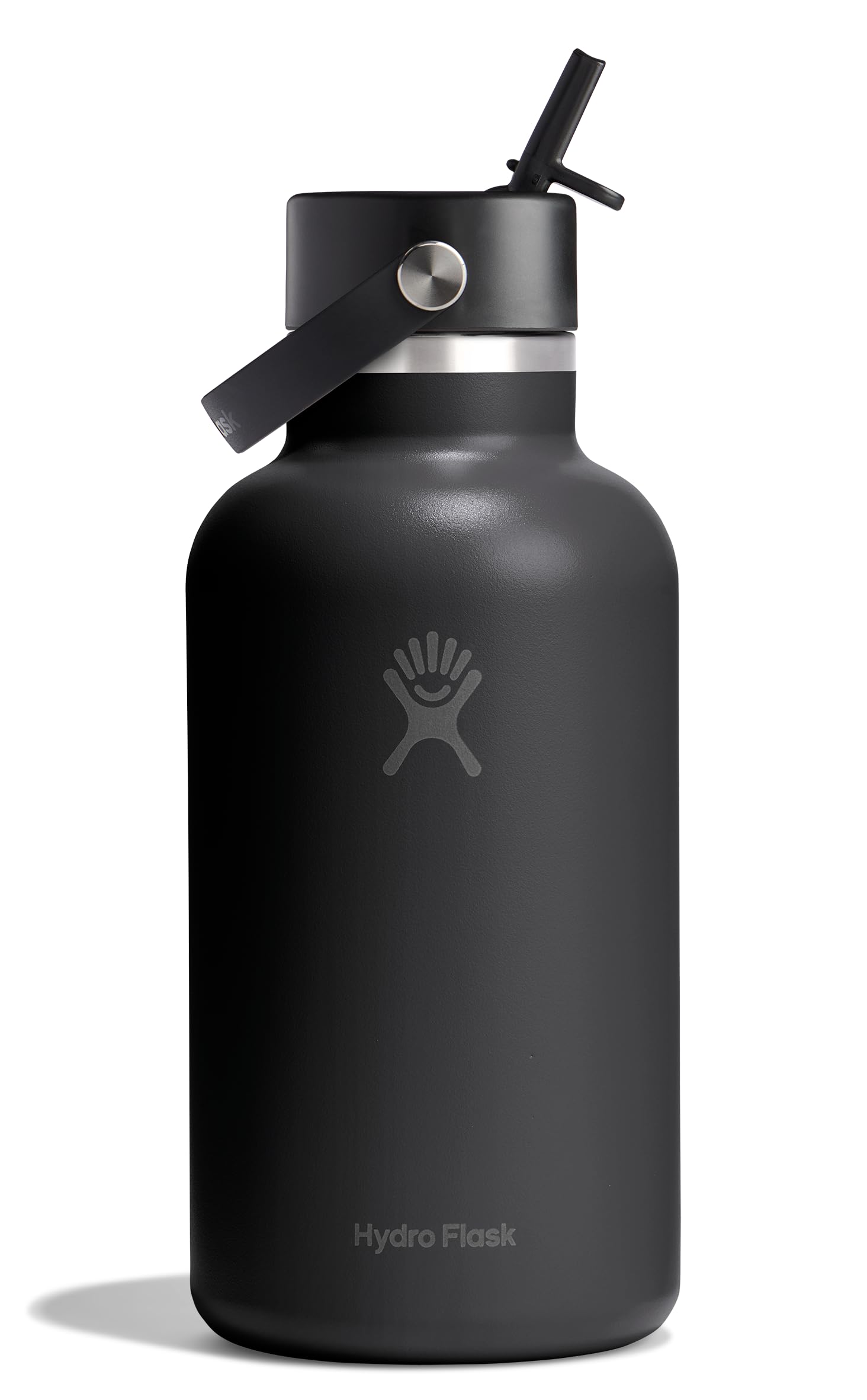 Hydro Flask Water Bottle - Insulated Stainless Steel - Wide Straw Lid, Non Spill, Leakproof in 64 Oz Tonal Black