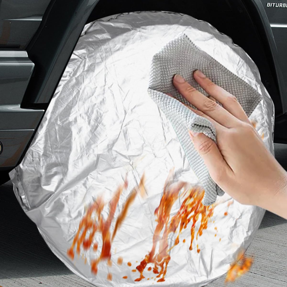 Operitacx Copertura per Pneumatici 4 Pezzi in Poliestere 190t Resistente All'acqua ai Raggi Uv, Protezione per Ruote Camper e Roulotte, per Esterni e Antifango
