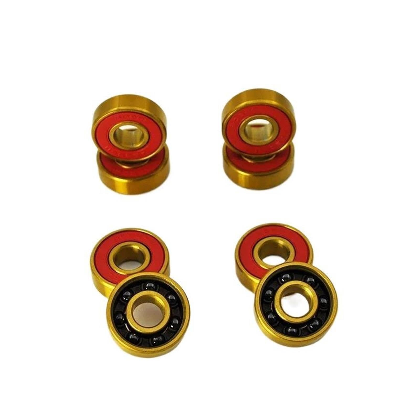 16 pz 608 2RS Hybrid Cuscinetto A Sfere In Ceramica Nera 8 * 22 * 7mm Nitruro di Silicio Roller Skate Skateboard Ruota Cuscinetti Longboard D'oro