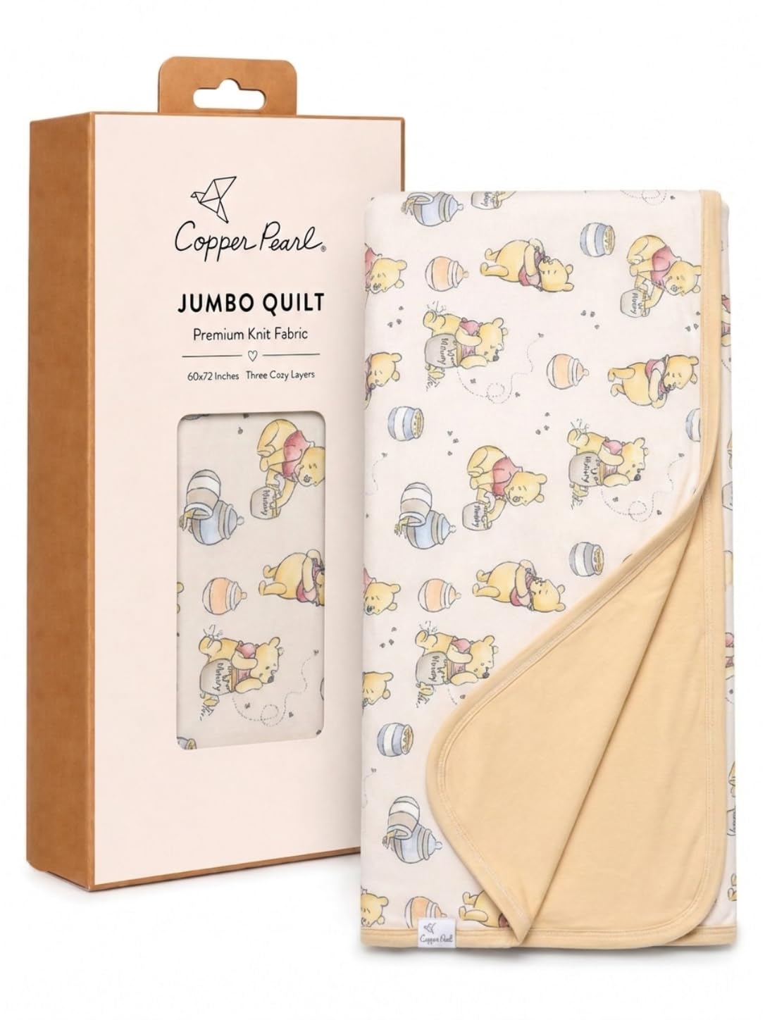 Copper Pearl Jumbo Three-Layer Baby Blanket: Soft Baby Quilts for Boys and Girls | Breathable, Cozy, Toddler Blanket | Baby Quilt for Newborns | 60x72 Premium Material | Hunny