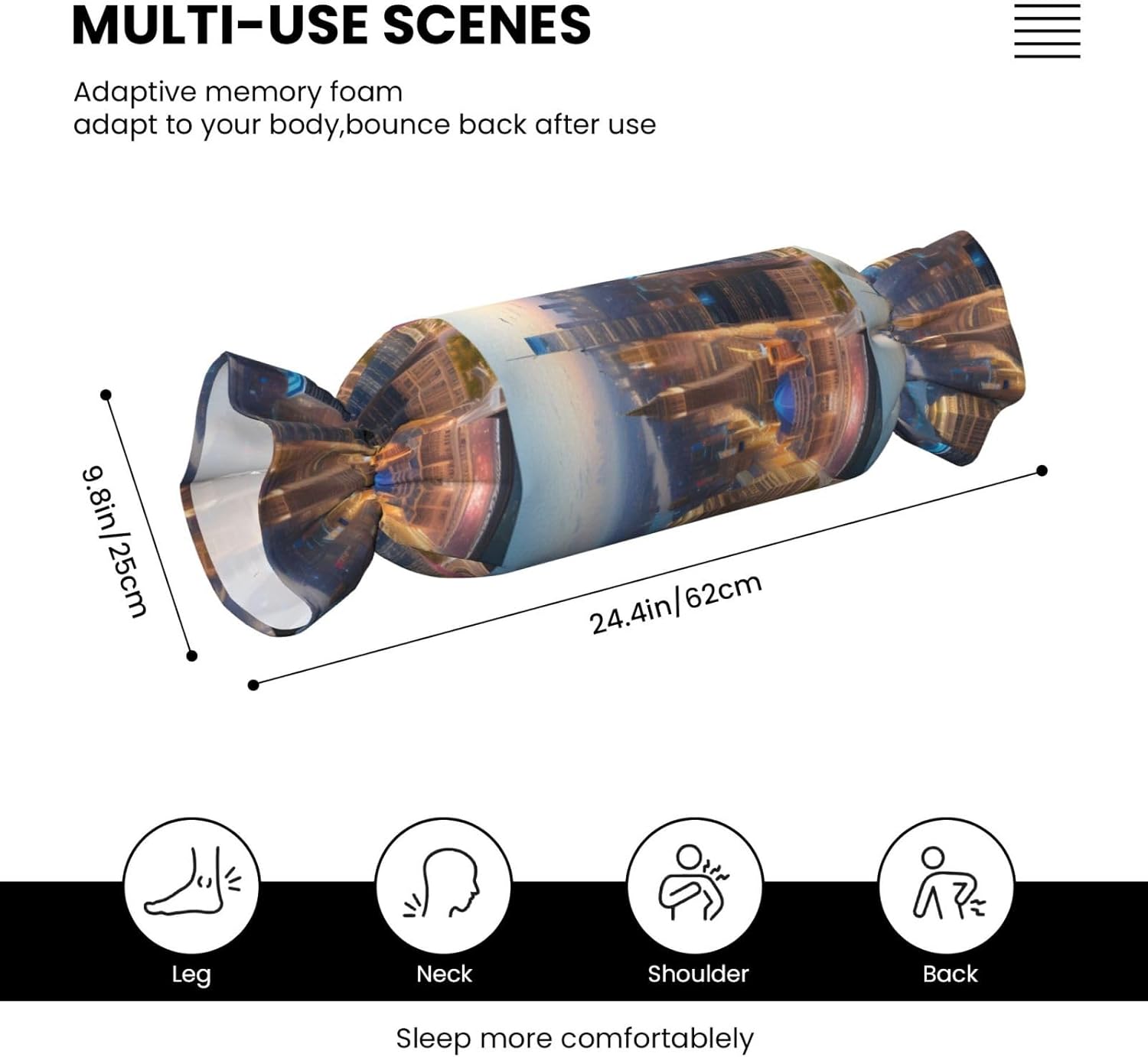 City Picture Night Print Candy Cylindrical Comfortable Pillow Throw Pillows Home Decor Easy Maintenance