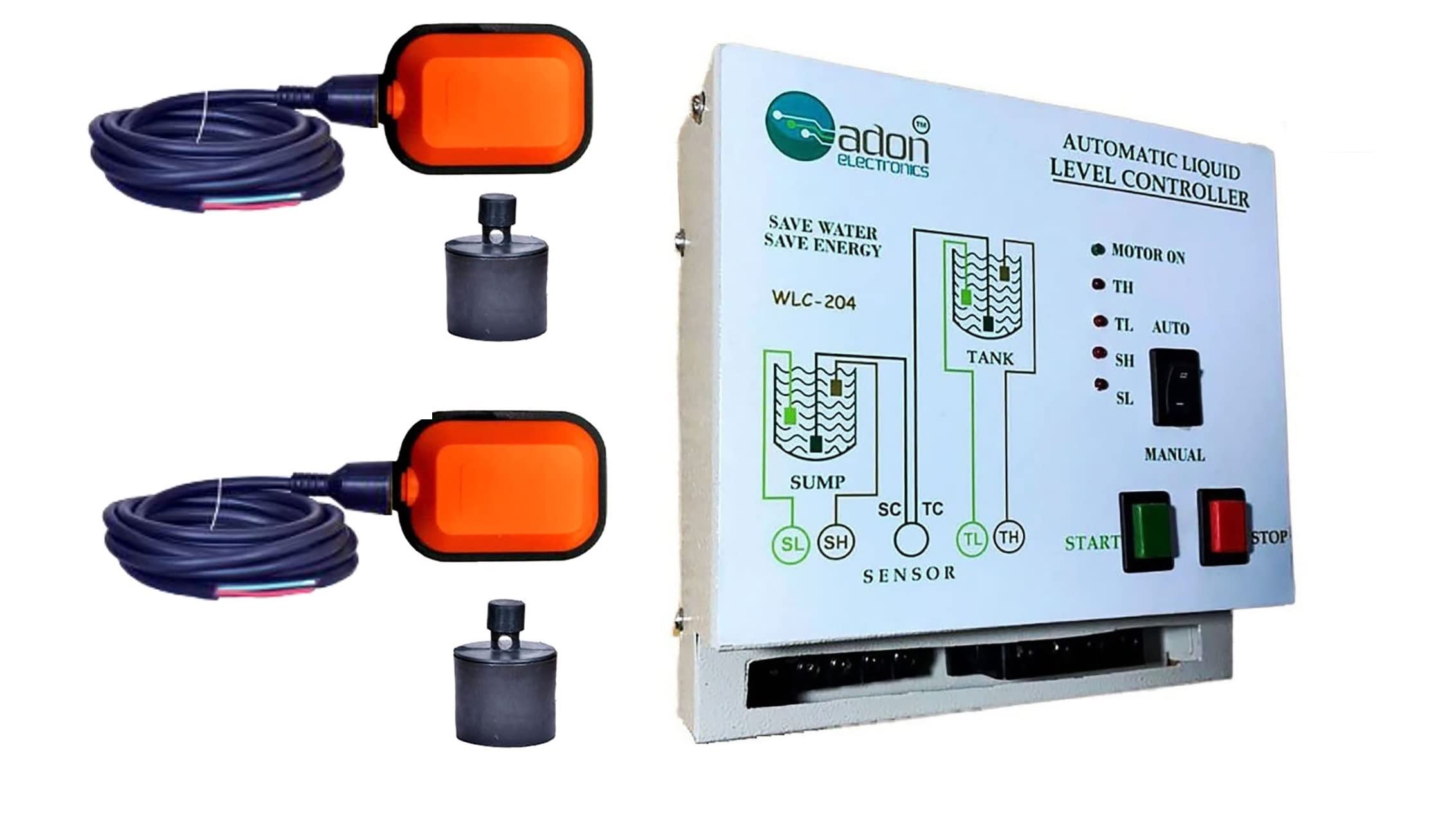 Adon Electronics Single Phase Fully Automatic Water Level Controller With 2-Float Sensor & Inbuilt Buzzer Features for Monoblock Pump Motor Load upto 3HP (Single Tank Control)-image-32