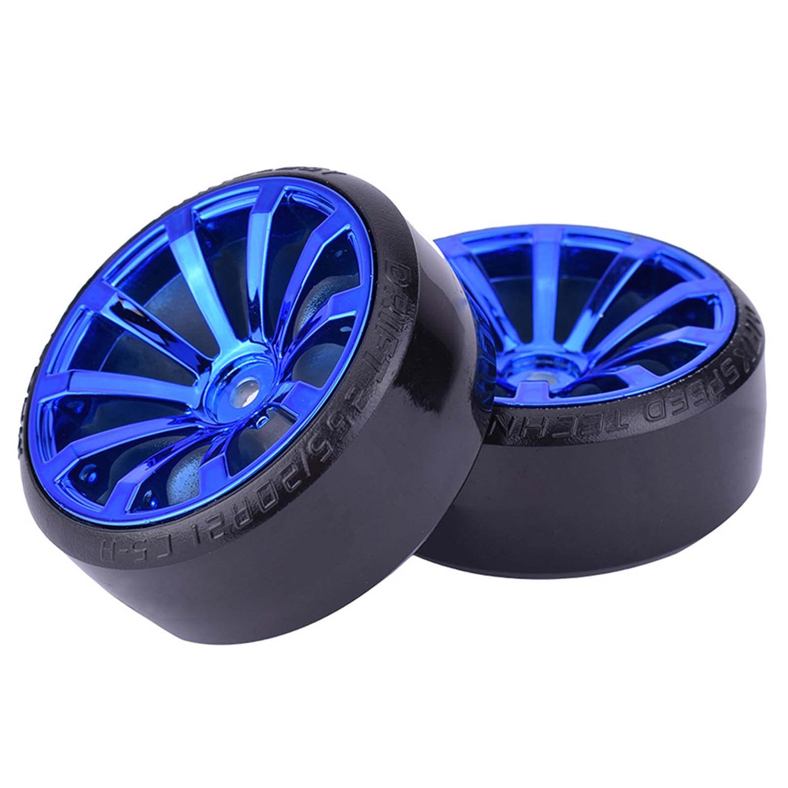 KEEDA – 4 Neumáticos Y Llantas De Plástico Para Coches RC 1:10, Medidas 65x26 Mm, Hexagonal De 12 Mm, Compatibles Con Traxxas, HSP, HPI, Tamiya – Color Azul
