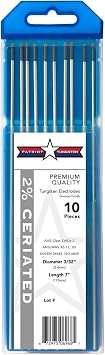 TIG Welding Electrodes 2% Ceriated WC20 EWCe-2 Grey 3/32" 10 Pack