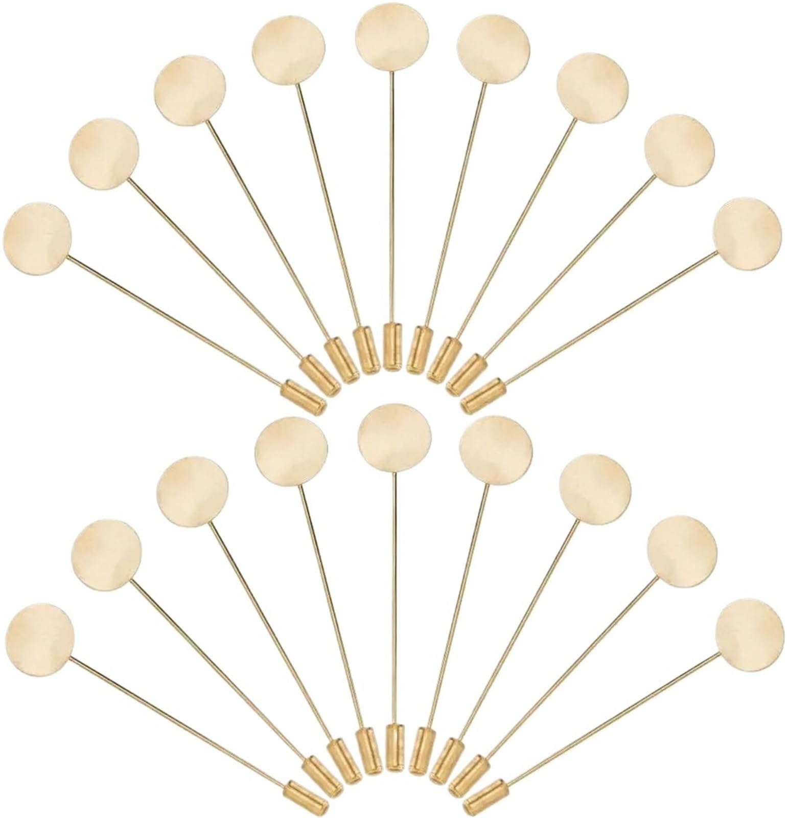 LUYSGBXR Brooch Pin 60Pcs Round Tray Lapel Pin Bulk Brooch Stick Set Brass Flat Hat Settings Gold Pins