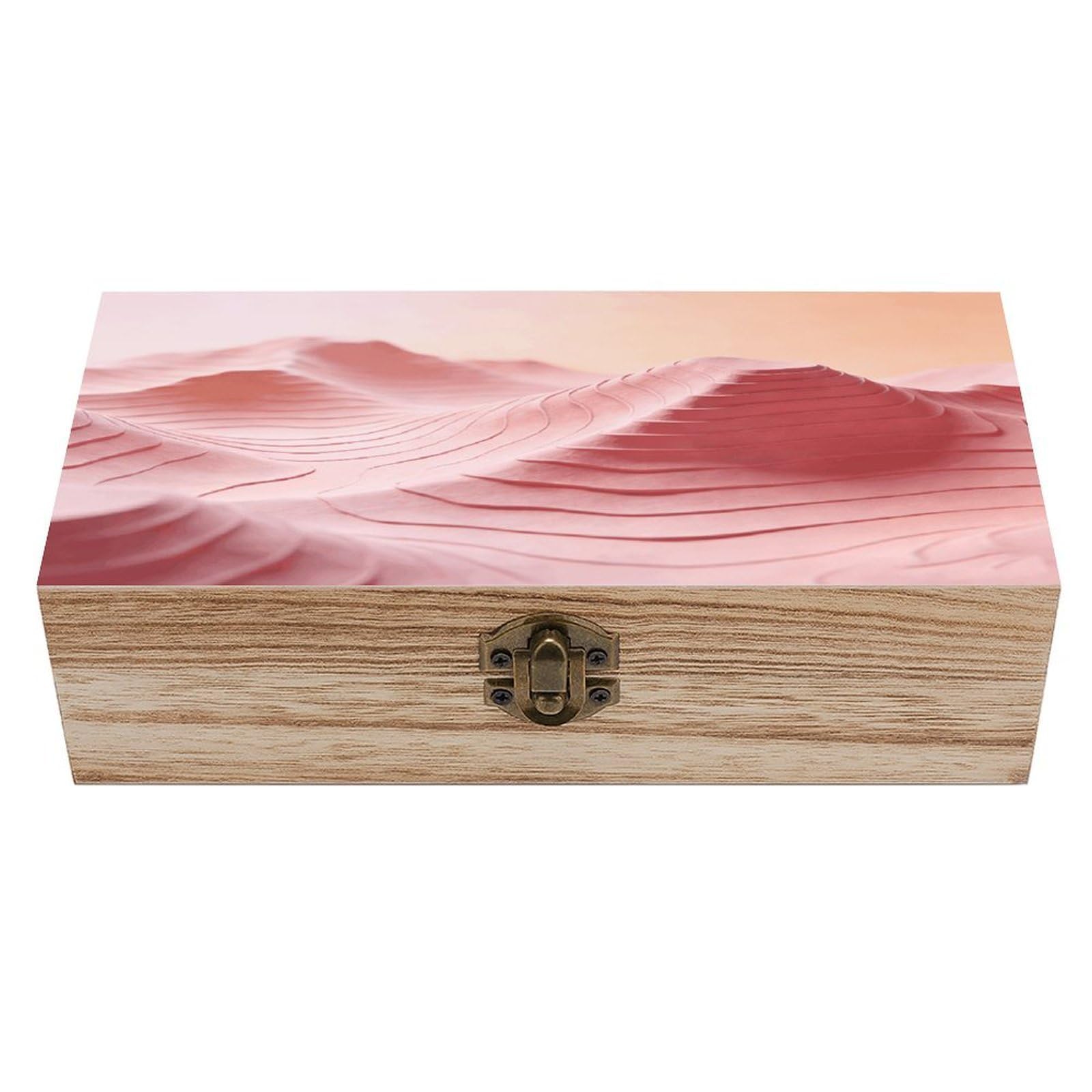 LZQPOEAS Pink Topographic Wooden Keepsake Box Wooden Storage Box Container with Hinged Lid Beautiful Wood Memory Box Decorative Jewelry Case for Crafts Art Hobbies & Trinket Storage