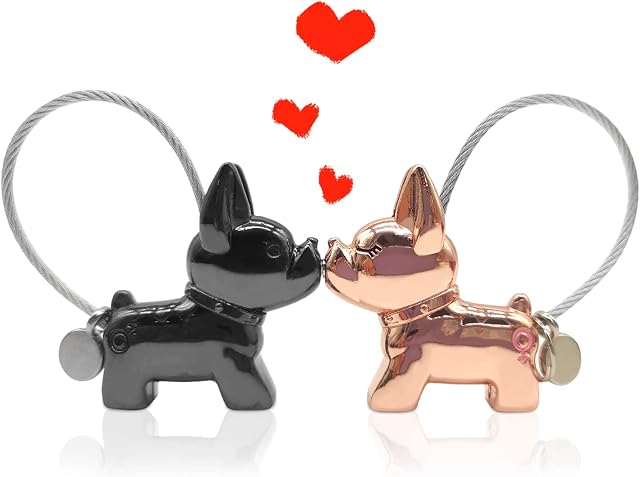 SwirlColor Couples Keyrings His and Hers Gifts, Romantic Kissing Dog Magnetic Keyring Cute Couple Keychain Anniversary Valentine's Day Gifts for Lovers Girlfriend Boyfriend