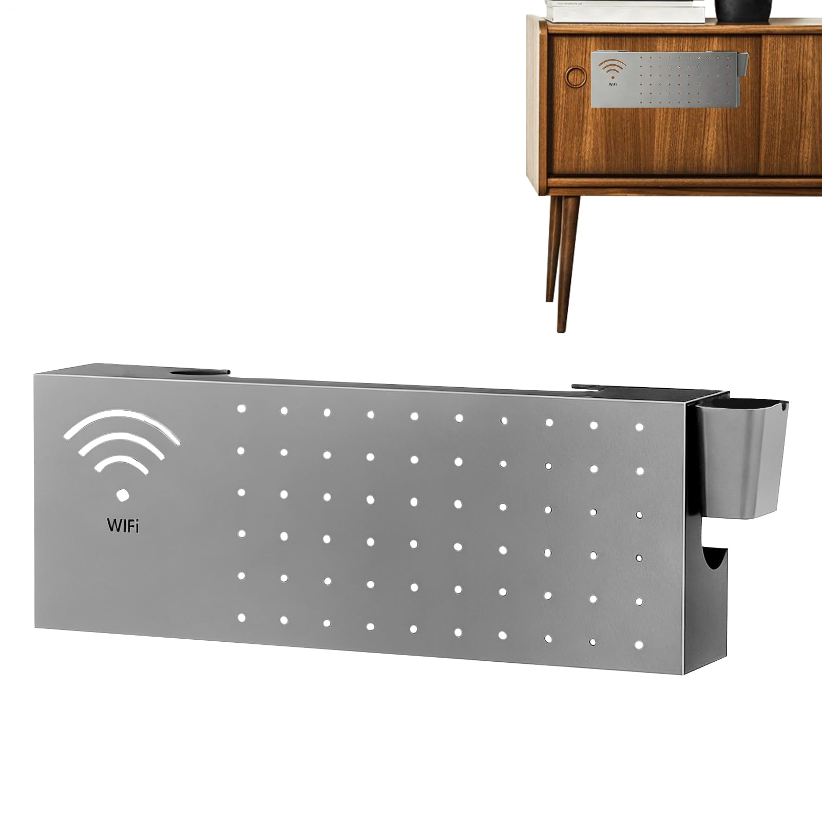 Na Router Organizator Domowy Ścienny ze Stali Węglowej | Pudełko Na Router WiFi Do Ukrywania Domowego Sprzętu Takiego Jak Internet TV Biurko Gniazdo
