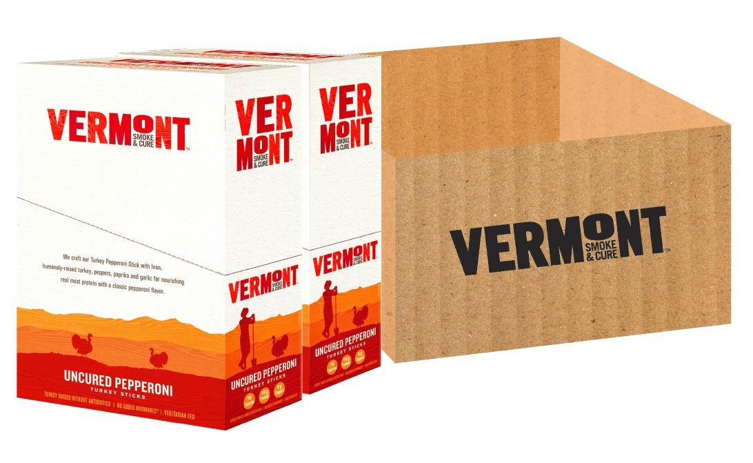 Vermont Smoke and Cure Meat Sticks, Antibiotic Free Turkey Sticks, Gluten-Free Snack, Paleo and Keto Friendly, Nitrate Free, Uncured Pepperoni Turkey, 1 Oz Stick (48 Count)