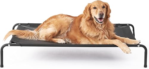 Miniatura 11 de EHEYCIGA Camas elevadas para perros grandes, hamaca elevada para perros al aire libre, plataforma elevada para mascotas con estructura y malla Negro