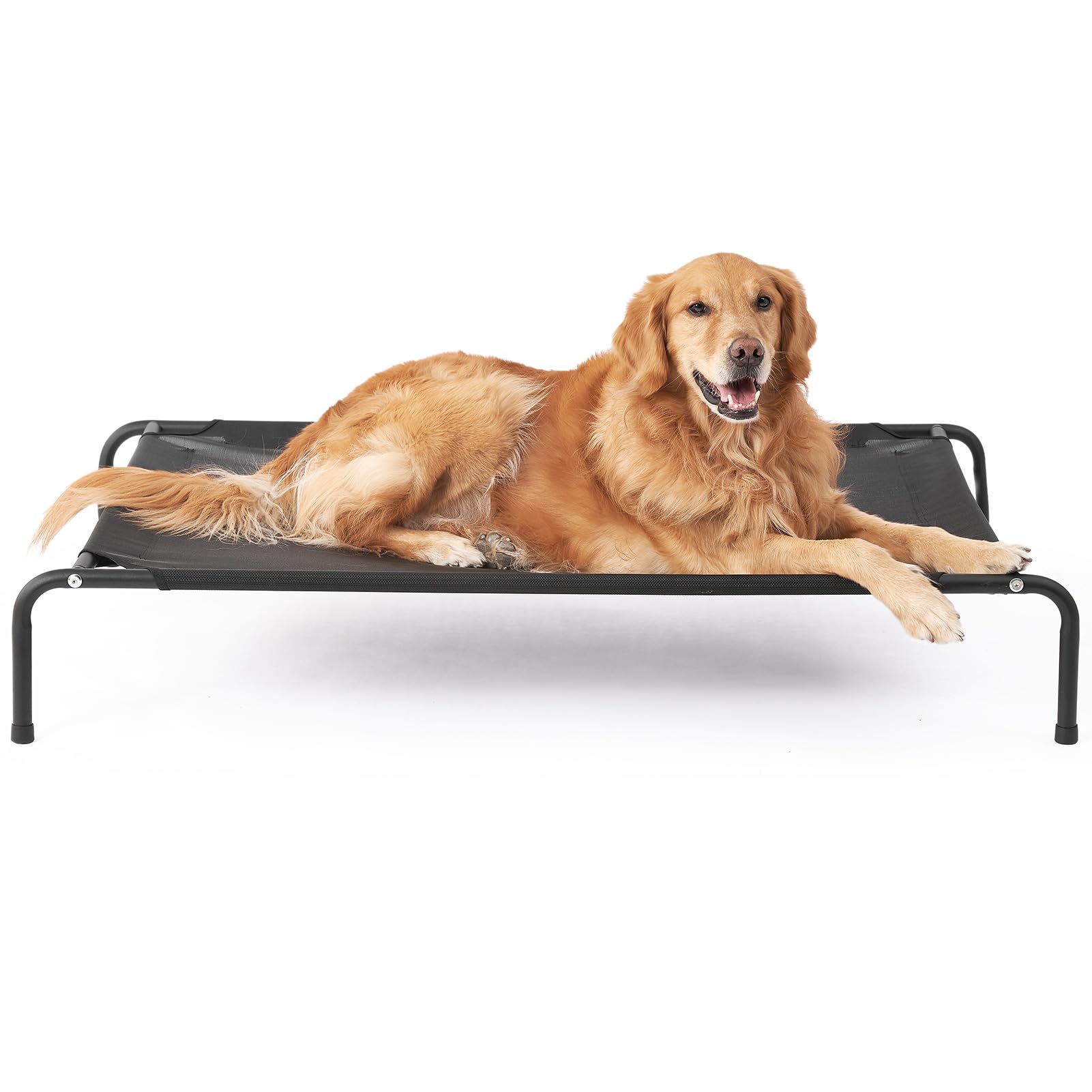 EHEYCIGA Elevated Dog Cot Beds for Large Dogs, Raised Outdoor Dog Hammock, Lifted Pet Platform with Frame and Washable Waterproof Cooling Teslin Mesh and Anti-Slip Feet, 43x26 inch