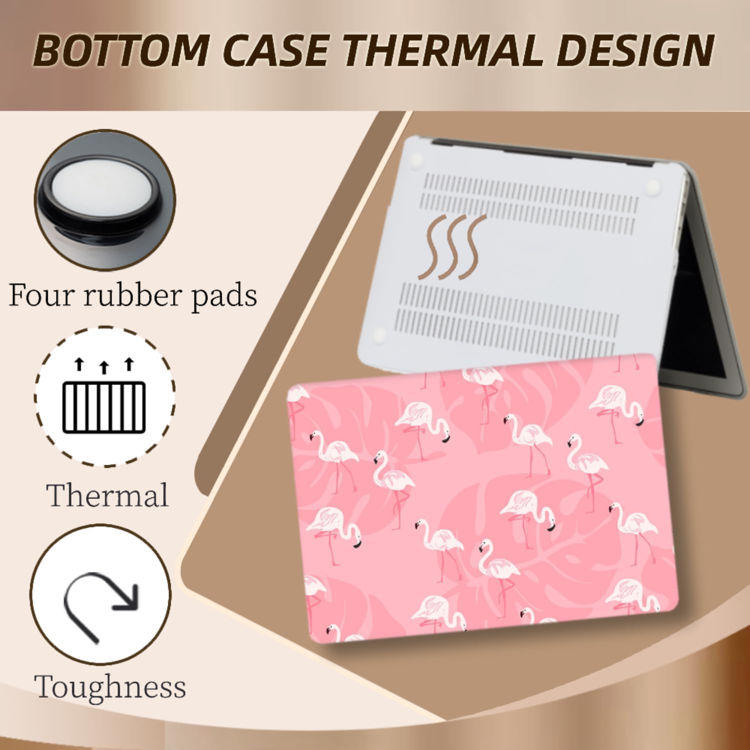 Hard Case Compatible with MacBook Air 13 inch 2020 2019 2018 Release M1 A2337 A2179 A1932, Plastic Hard Shell Protective Laptop Cover for 13.3" MacBook Air, Pink Flamingo