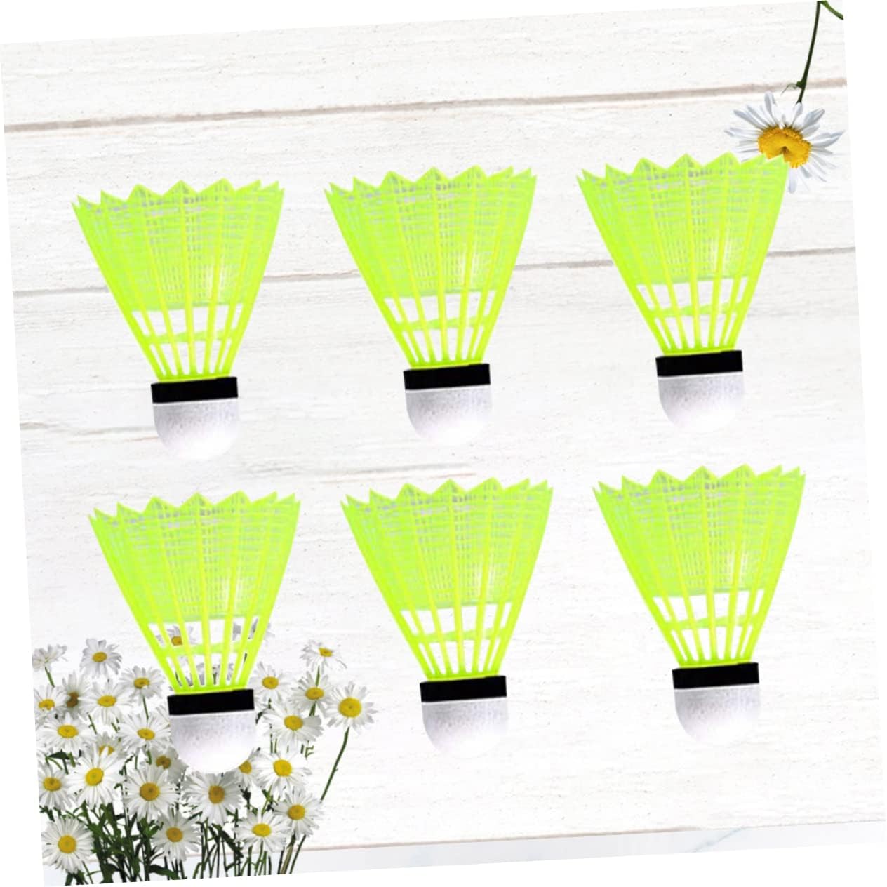 6pcs Outdoor Badminton Shuttlecocks Rounded Cork Tip for Racket Cleaning for School and Sports Activities