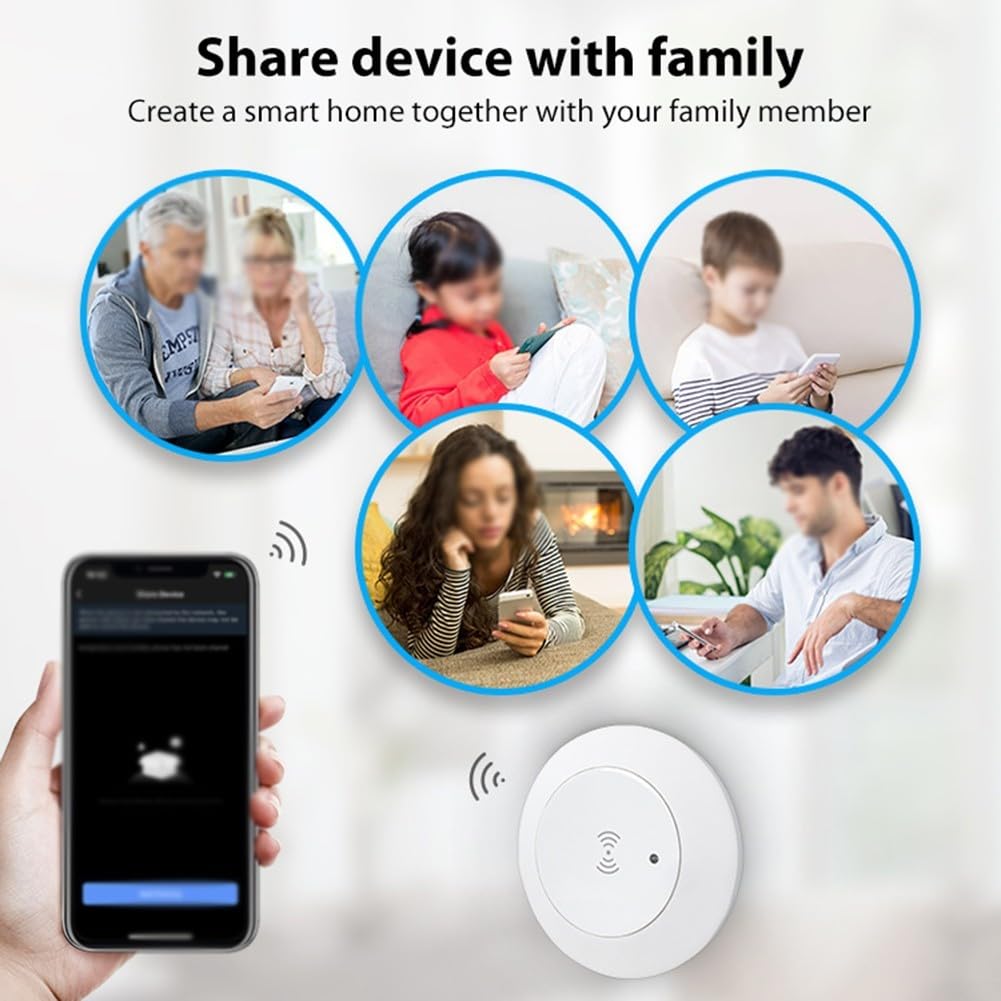 Capteur de présence humaine WiFi 24 GHz, capteur de détection avec détection de lumière, détection de mouvement humain et présence statique, pour automatisation de sécurité domestique