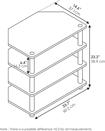 Miniatura 6 de Furinno Turn-N-Tube Centro de Entretenimiento Pequeño de 4 Niveles de Montaje Fácil  Soporte para TV  Unidad para TV  Escritorio para TV, Acero