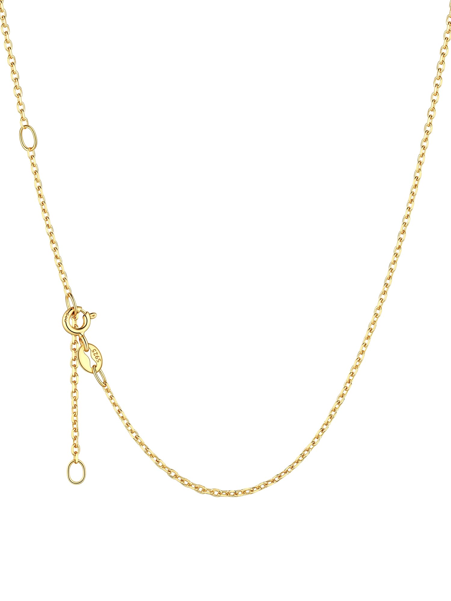 ChicSilver 925 Plata Cadena Fina Mujer para Colgante Collar Delicioso | 1,1/1,5mm Ancho 40-60cm Largo Chapado en Oro Blanco/18K Joyería Minimalista Regalo