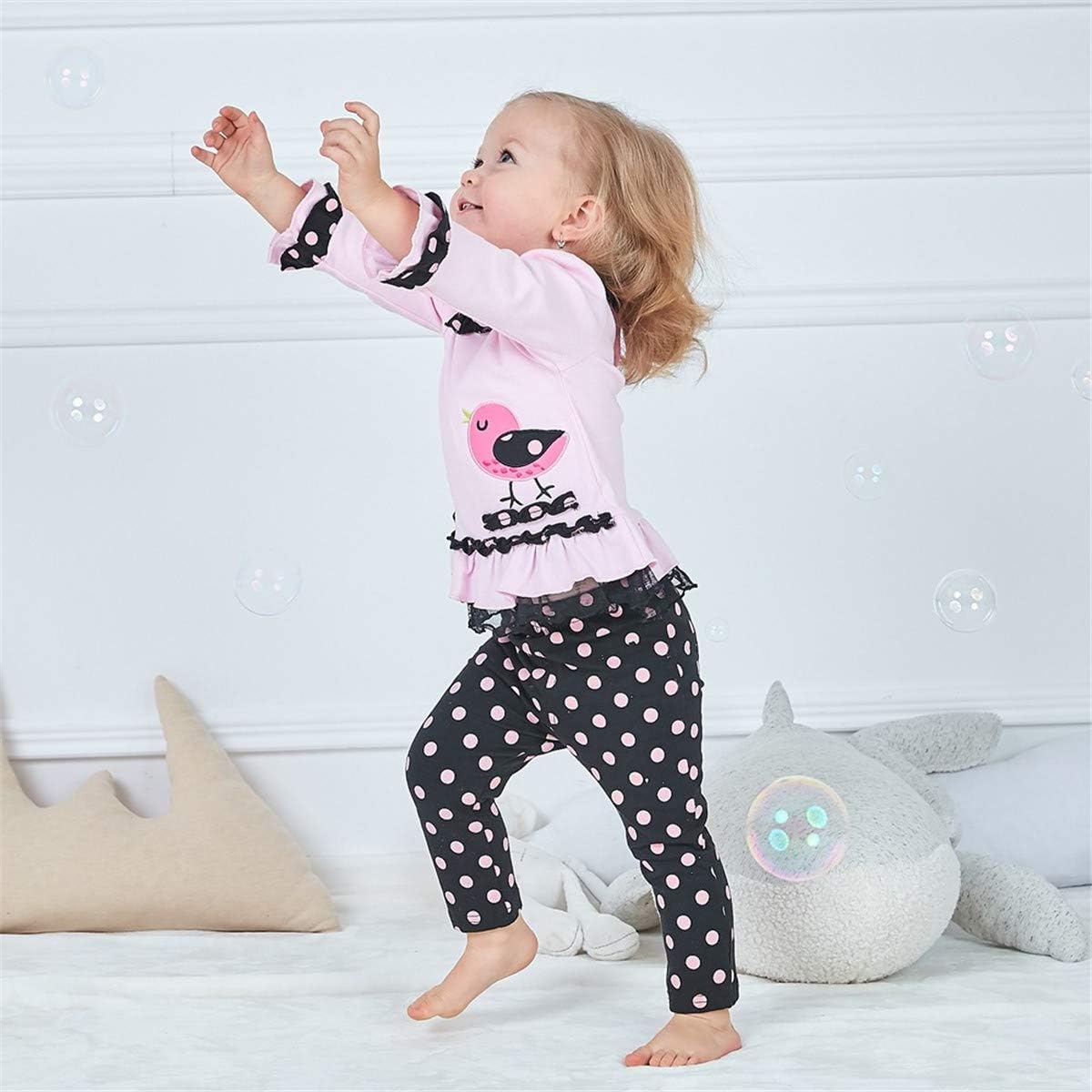 Mud Kingdom Baby Girls Outfits Ruffle Long Sleeve Crewneck Top Pants Set 2 Piece Playwear Set