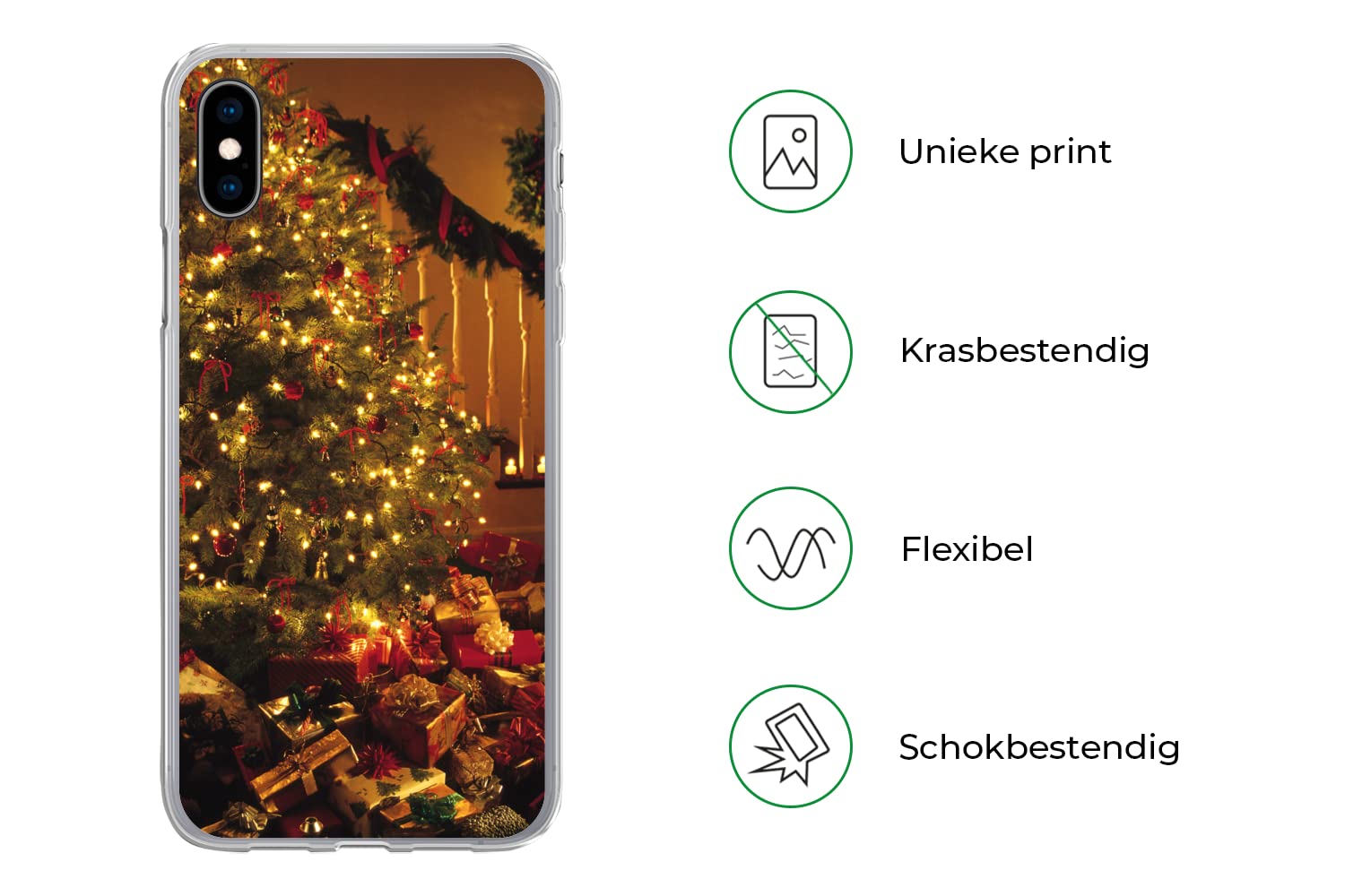 MuchoWow Funda para iPhone XS MAX - Navidad - Árbol de Navidad - Adornos de Navidad - Funda de Silicona/Funda Blanda para teléfono móvil
