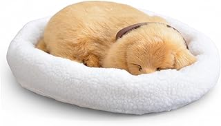 Breathing Stuffed Animal - Realistic Puppy Plush Toy with Gentle Breathing & Sound, Soft Golden Faux Fur, Interactive Companion for Home & Car Decor (12.6") - Life Like Dog