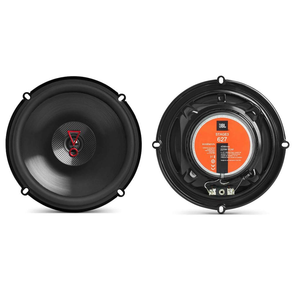 2 altoparlanti JBL STAGE3 627 coassiali 2 vie 6,5" 16,00 cm 160 mm 45 watt rms 225 watt max impedenza 3 ohm 92 db spl auto, a coppia