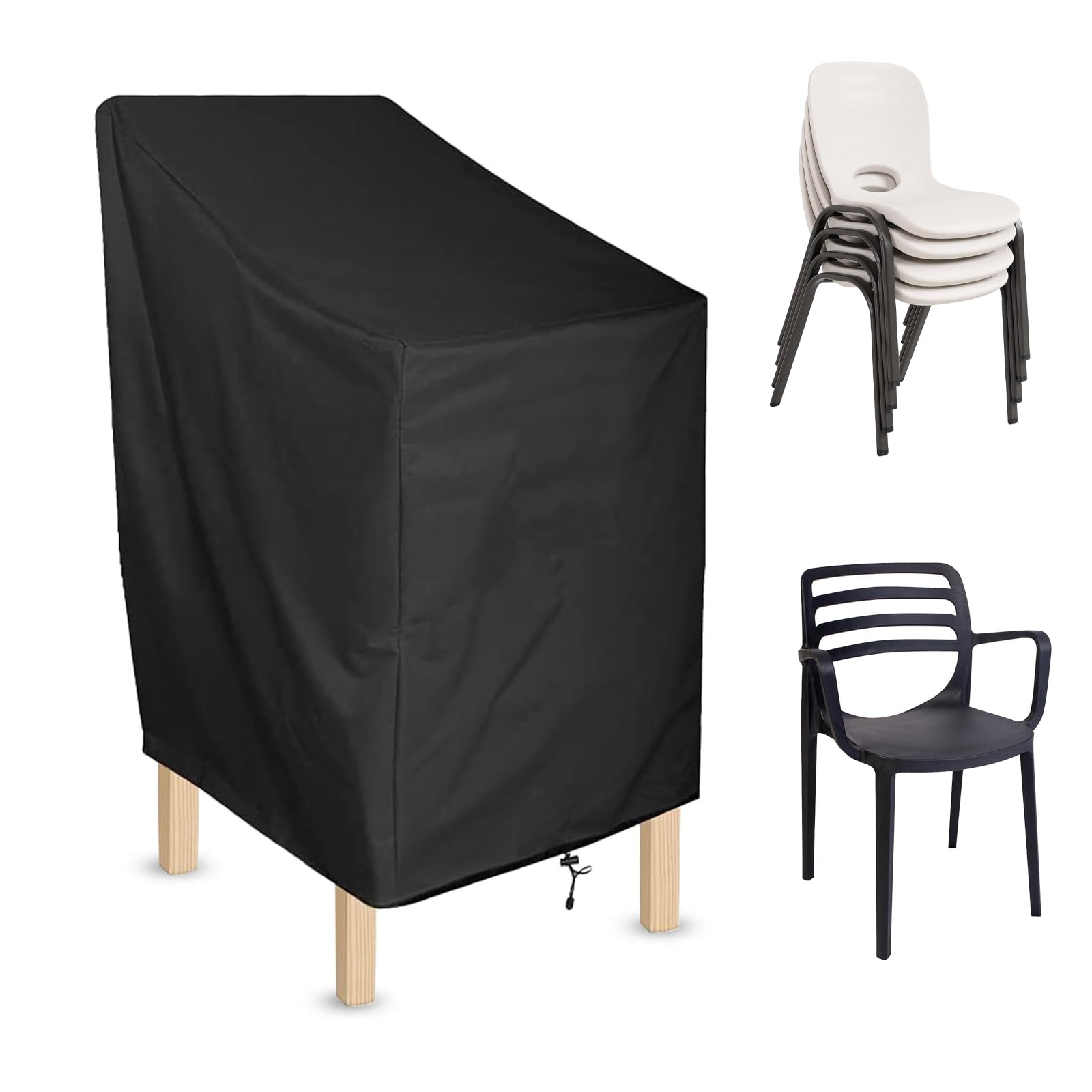 Pokrowiec na krzesło ogrodowe, możliwość układania w stos, 72 x 72 x 120 cm, pokrowiec na krzesła ogrodowe, pokrowiec na krzesło ogrodowe z tkaniny Oxford, nadaje się do krzeseł balkonowych z