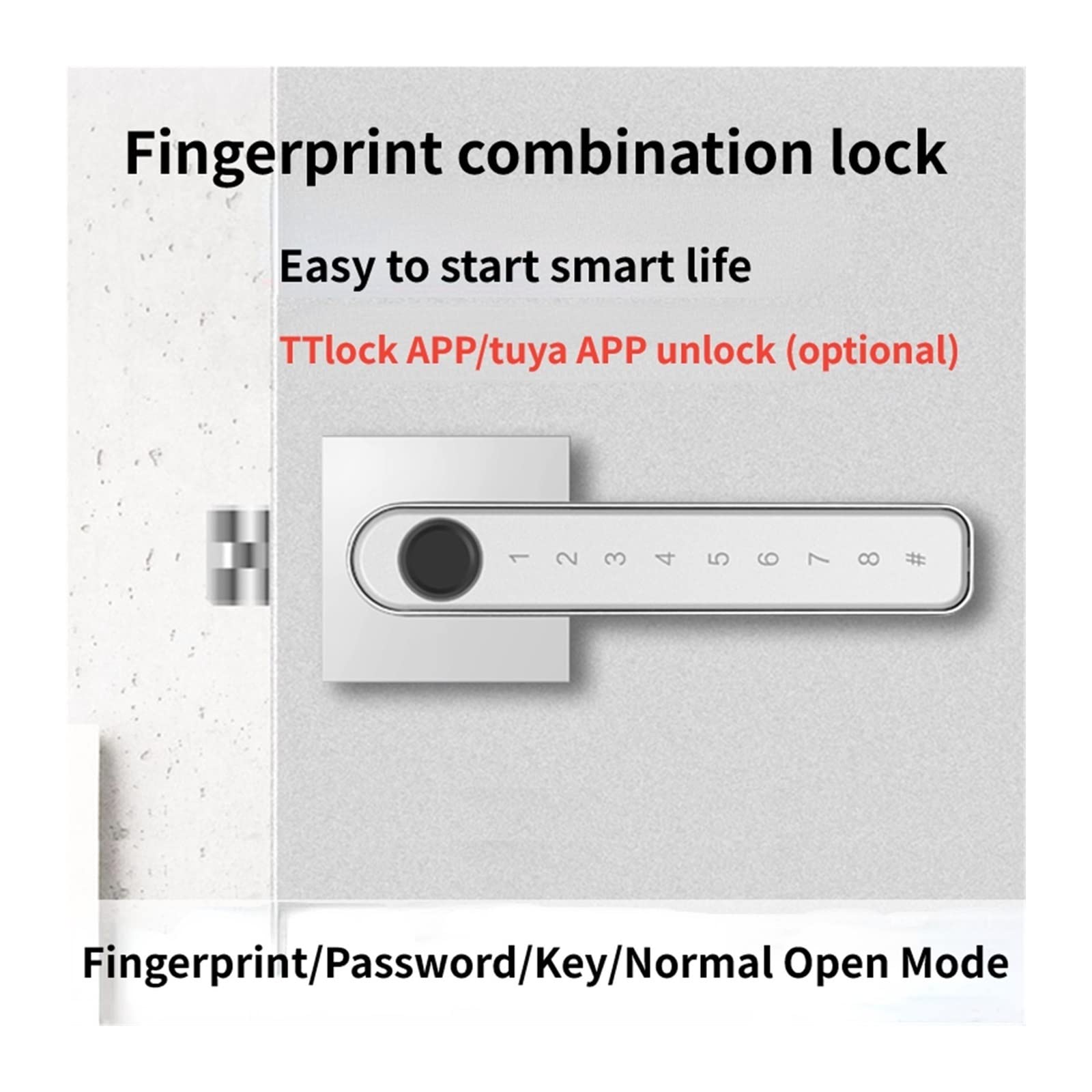Serratura Smart, Serrature for impronte digitali con serratura intelligenteTUYA App Control Password biometrica for impronte digitali Maniglia domestica Serrature elettriche ,Smart Lock Facile da Inst