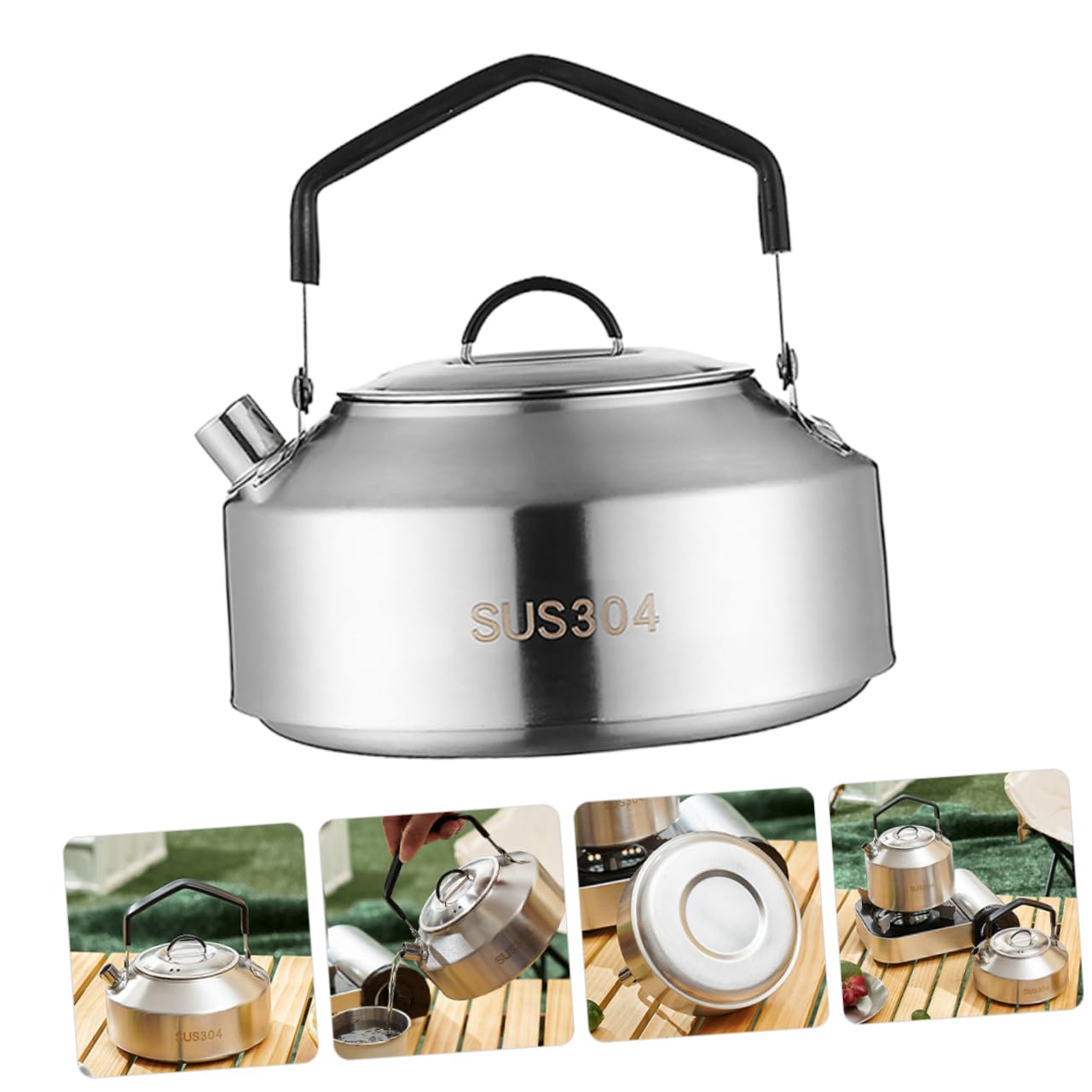 Toyvian 2 Piezas Tetera De Acero Inoxidable Hervidor De Agua Para Acampar Portátil Ligero Tetera De Campamento Al Aire Libre s Para Acampar Para Plata