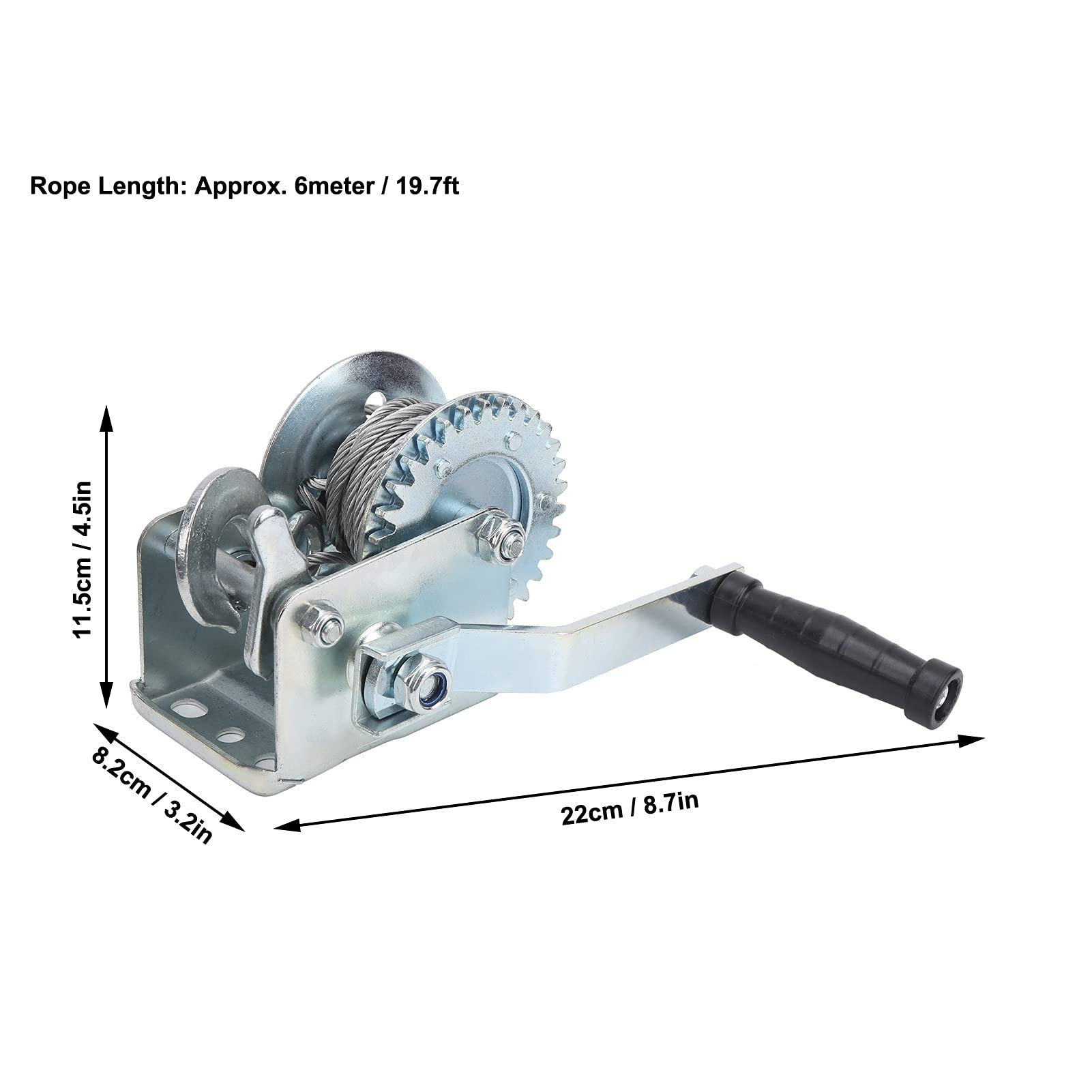Alomejor Manual Winch z Korbą Ręczną, Udźwig 600 Funtów